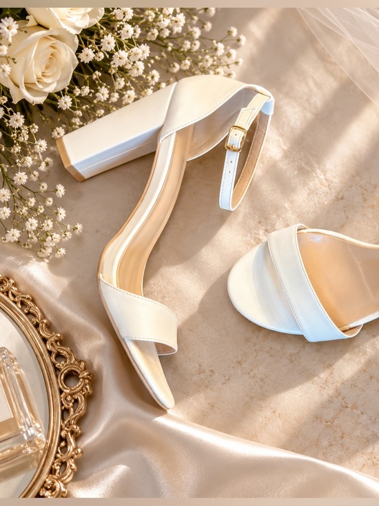 Shoes - Women's White Ankle-Strap Open-Toe Heels